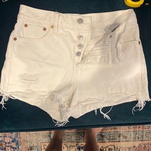 Levi’s White Denim cutoff shorts